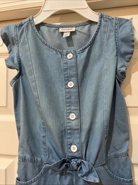 Cat & Jack Girls Chambray Flutter Sleeve Jumpsuit Blue Size S (6/6X)